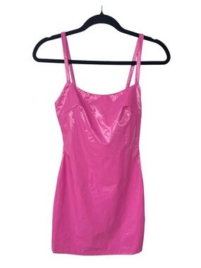Revolve Superdown Pink PVC Patent Leather Mini Dress